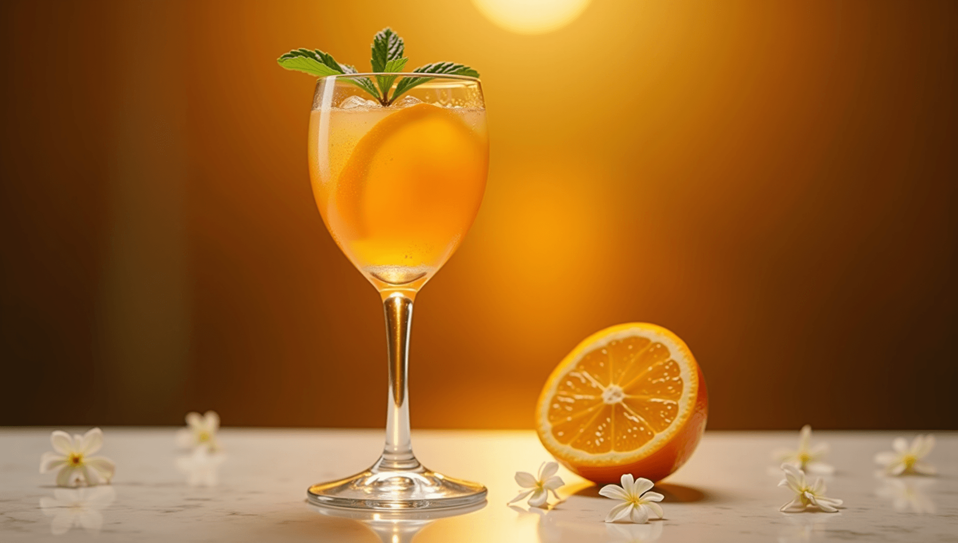 Refreshing mocktail with orange garnish